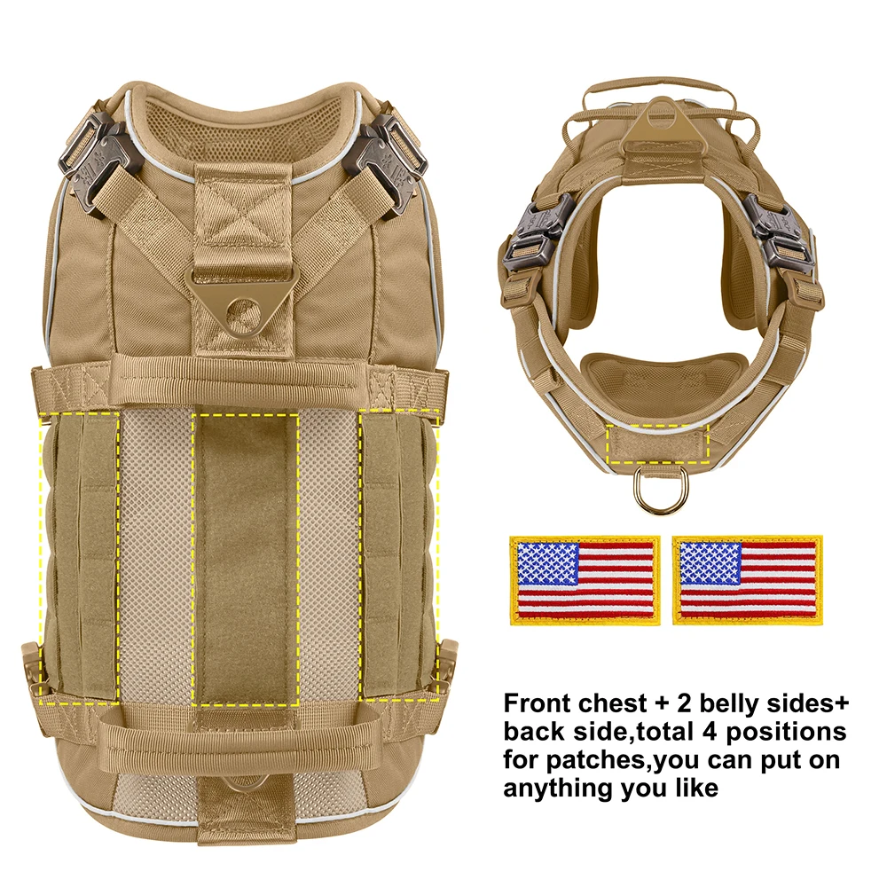 Arnés táctico militar para perros, chaleco reflectante para mascotas, chalecos de entrenamiento duraderos para perros, ajustables para perros medianos y grandes, Pitbull - imagen 2