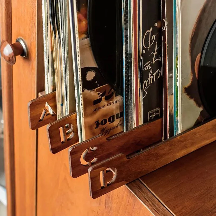 Separadores de discos de vinilo A-Z, piezas de madera, organizador