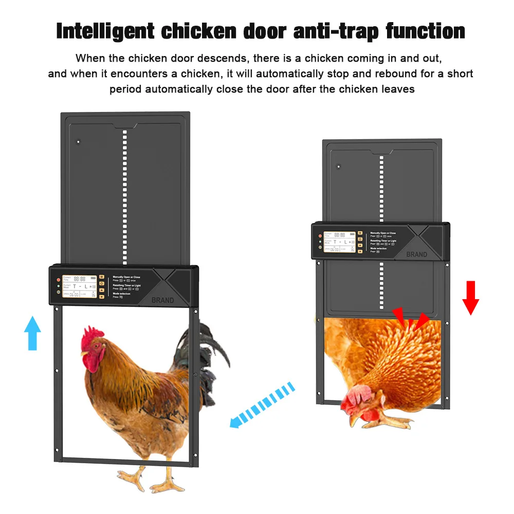 Puerta de pollo con sincronización automática de gran tamaño, puerta de aleación de aluminio para mascotas, puerta Solar sensible a la luz para gallinero, puertas de inducción para mascotas
