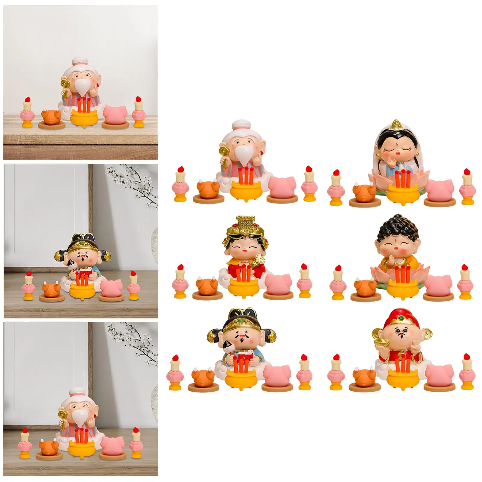 Mini estatua de riqueza Feng Shui, estatuilla de Dios de resina coleccionable, decoración de habitación para el espacio de vida del hogar - imagen 4