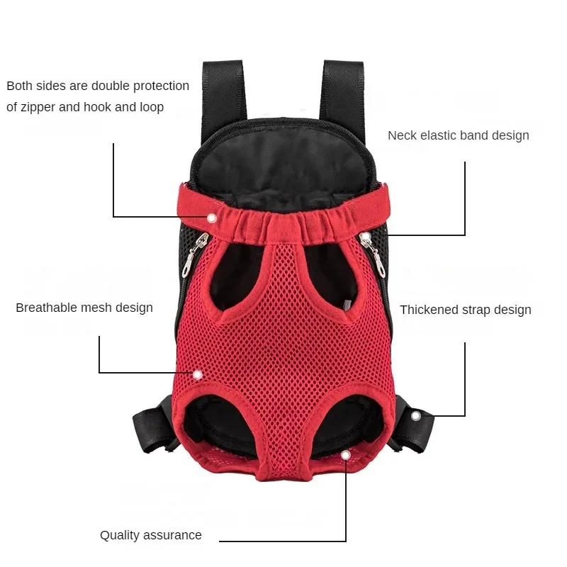 Mochila transportadora para perros y mascotas, portátil, transpirable, con doble hombro, bolsa frontal de malla para perros pequeños y gatos al aire libre - imagen 3