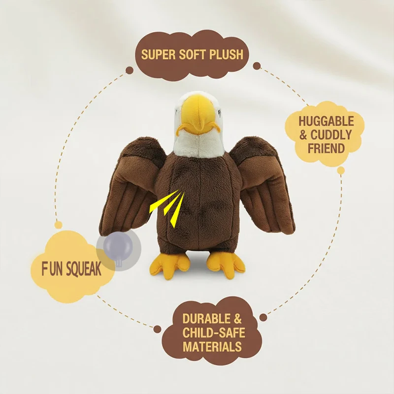 Juguetes grandes para perros con águila calva, juguete de peluche indestructible resistente con sonido grande para perros pequeños y crudos, suministros para masticar cachorros y mascotas - imagen 2