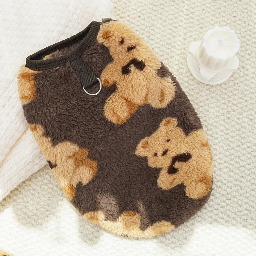 Lindo suéter de peluche de oso para perros pequeños, pijamas cálidos de lana suave y esponjoso para cachorros, ropa de dormir peluda, abrigo para Yorkie Chihuahua XS-XXL - imagen 5