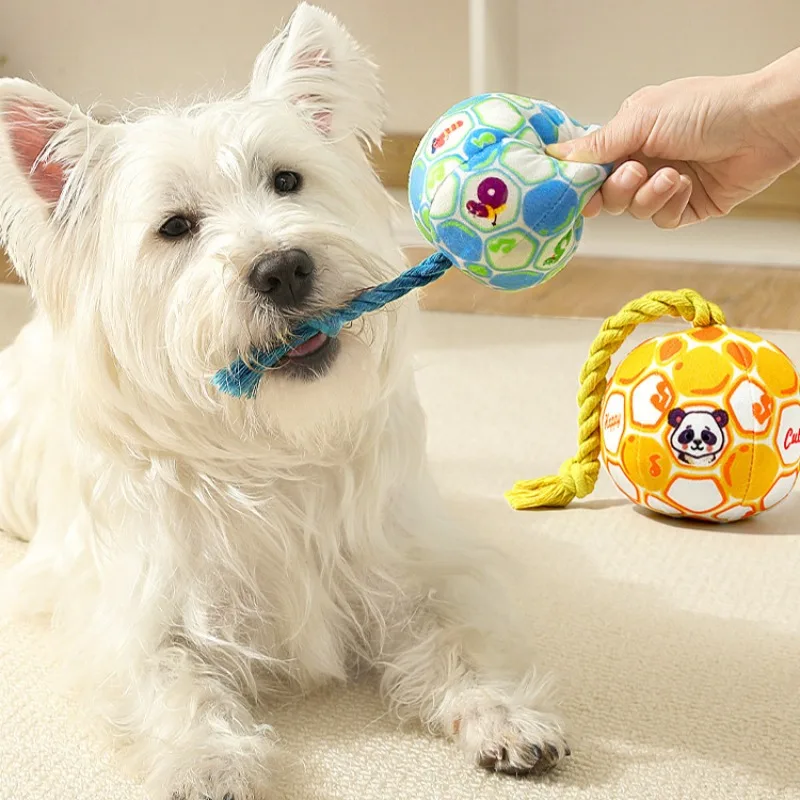 Juguetes chirriantes de lana para perros, suministros interactivos para mascotas, bolas de molienda de dientes resistentes al masticable para interiores, productos de entrenamiento para cachorros - imagen 2