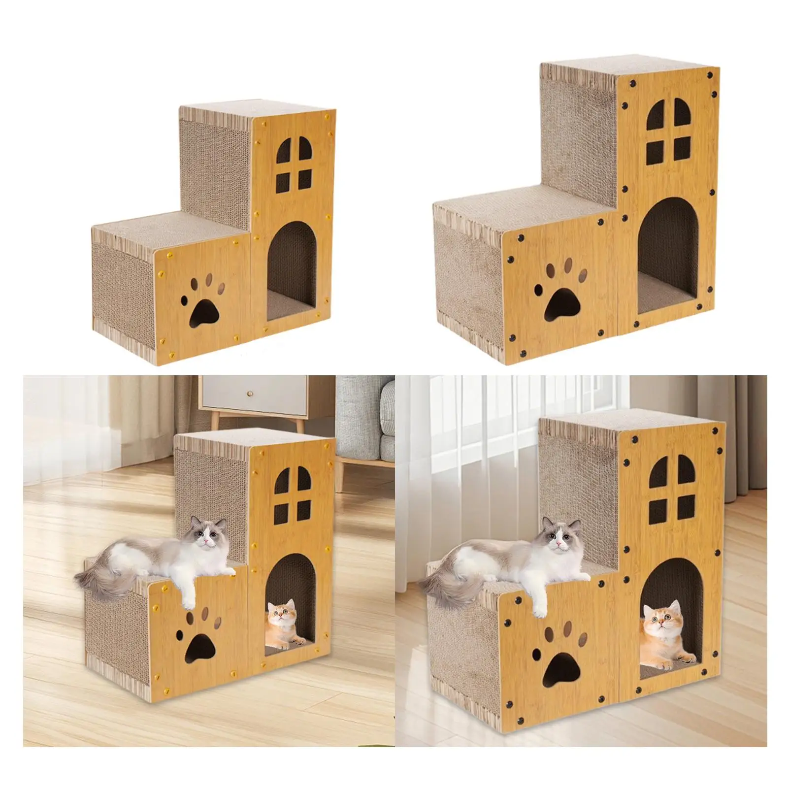 Cardboard Cat House Double Layer Cat Scratcher Cave Comfortable Versatile Furniture Protector for Kittens Living Room Terrace