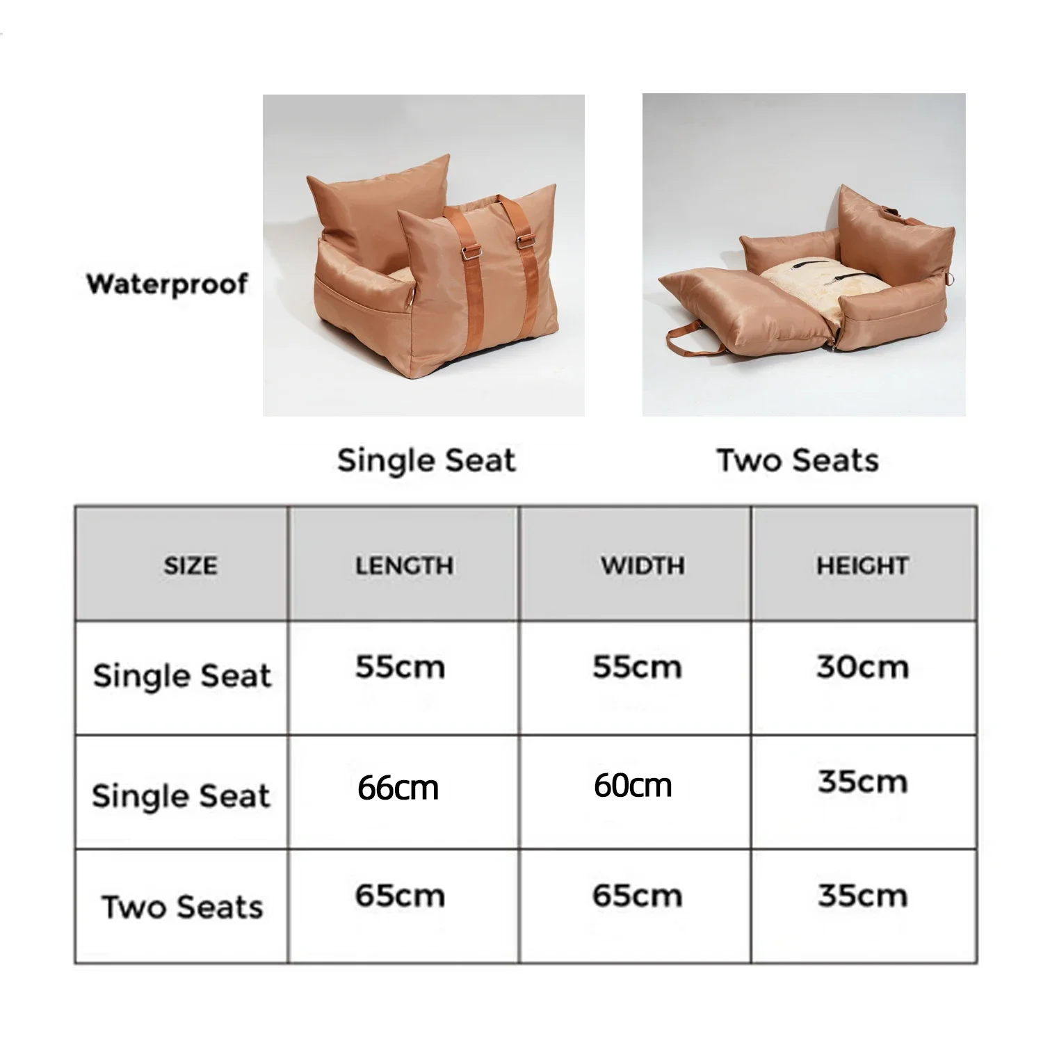Asiento de seguridad para coche para mascotas, almohadilla para cama, perrera, tela de doble cara, totalmente extraíble y lavable, parte superior para mascotas de invierno, funda para asiento de coche para perros Stravel - imagen 5