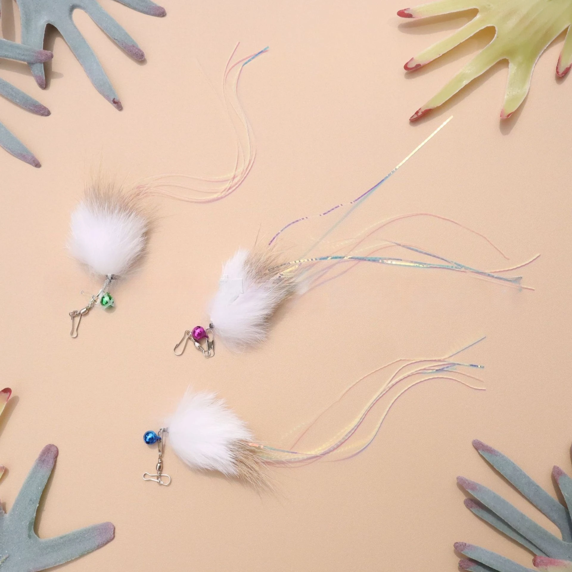 Accesorios de juguete para gatos con borlas de medusas, juguete de peluche con campana, juguetes para gatos, reemplazo interactivo, 2 uds./3 uds.