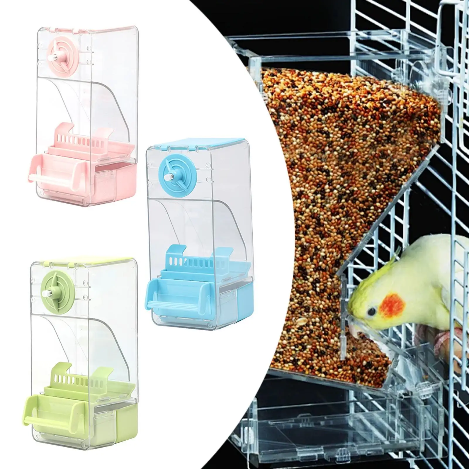 Bird Feeder Clear Hanging Feeding Station for Budgerigar Lovebirds Cockatiel