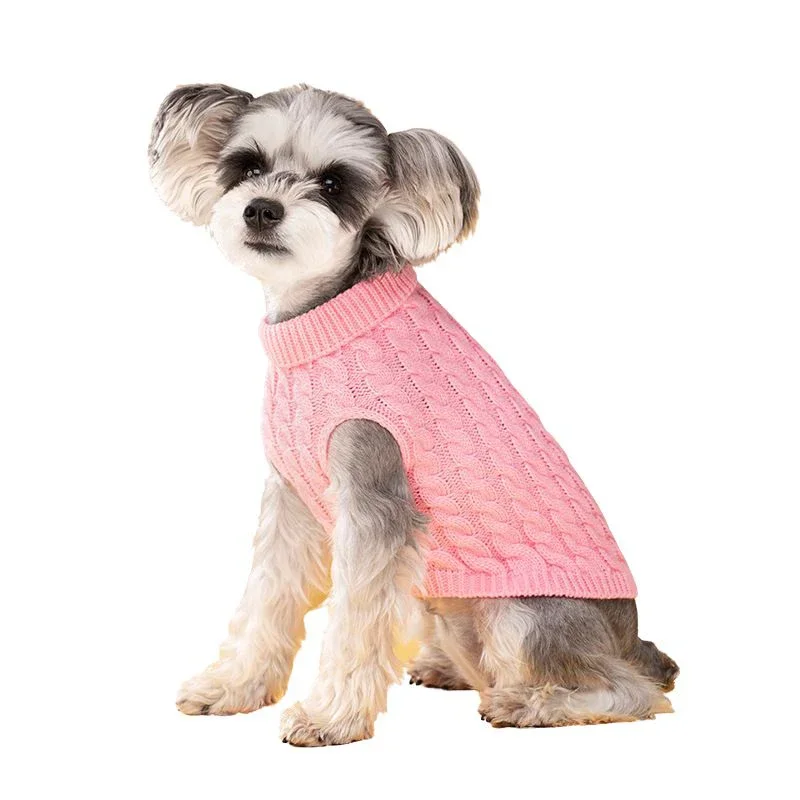 Suéter cálido para perros, abrigo tejido de cuello alto para cachorros, abrigo suave para perros pequeños y medianos, ropa de moda para mascotas Schnauze sólida para invierno - imagen 3
