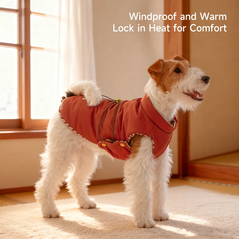 HOOPET Ropa de invierno para perros con orificio para correa, chaleco cálido a prueba de viento para perros pequeños y medianos, prevención de escape antideslizante - imagen 2