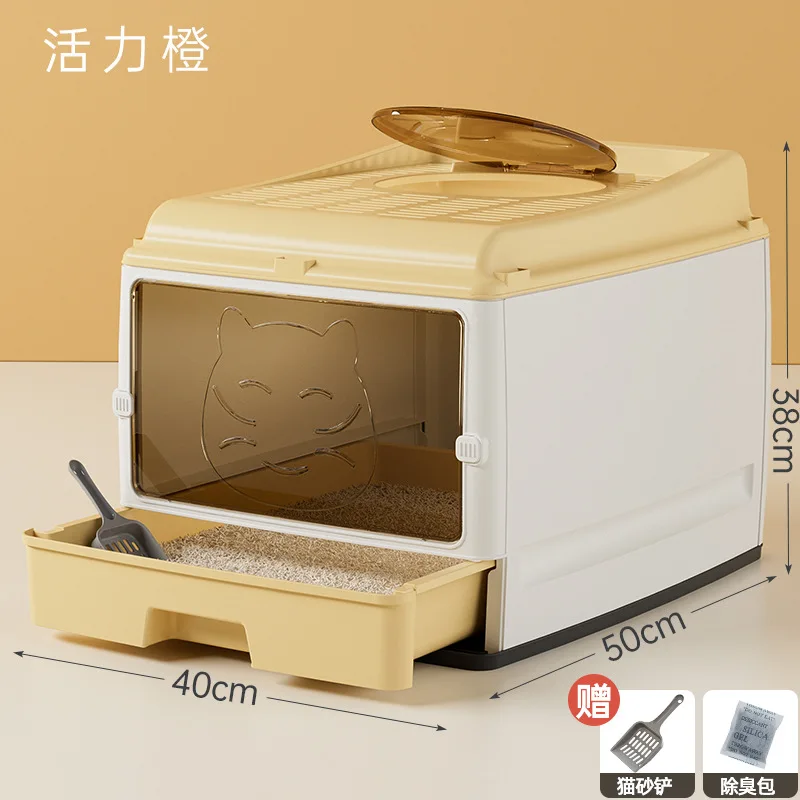 Cajón de arena para gatos totalmente cerrado de gran tamaño, doble puerta mejorada, inodoro para gatos, gran espacio, sin preocupaciones, a prueba de olores y fugas laterales - imagen 5