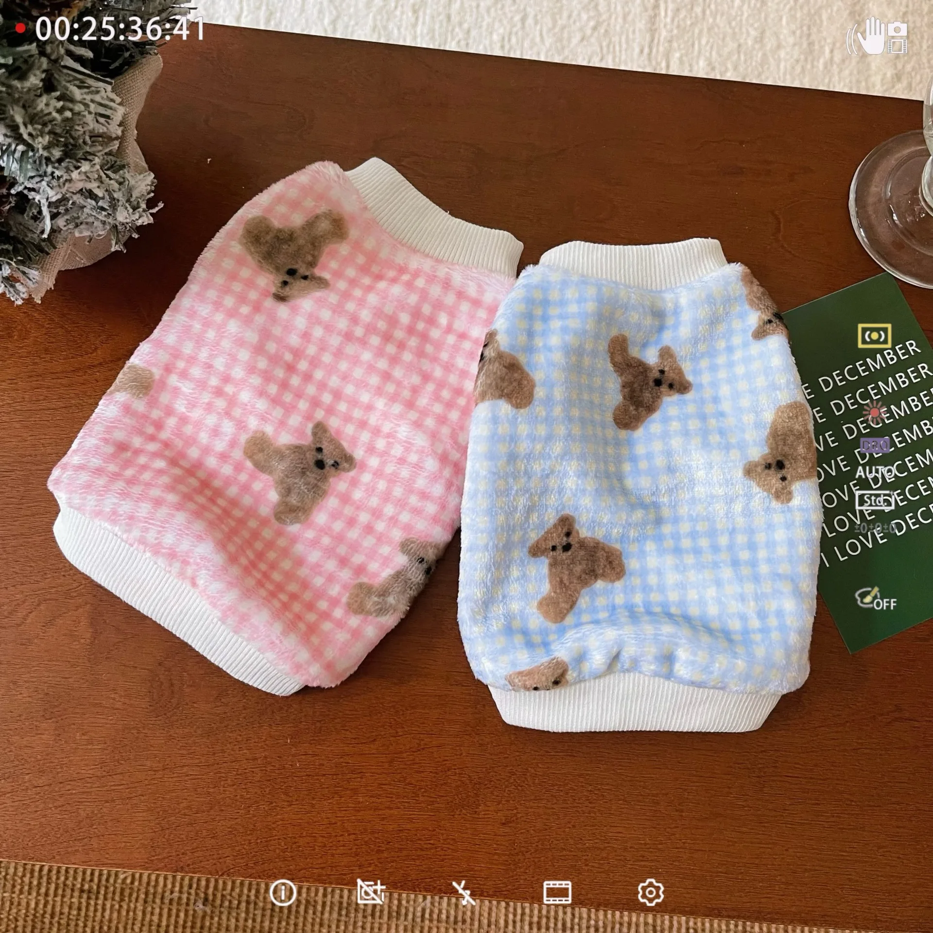 Sudadera con capucha a cuadros de lana para mascotas, jersey para perros, ropa para el hogar, oso de peluche, ropa para perros pequeños, ropa para cachorros pequeños, otoño e invierno