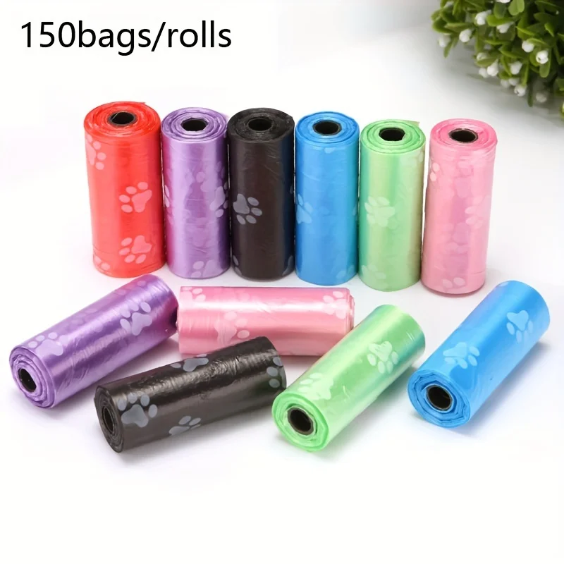 5/10/20 rollos de bolsas gruesas para excrementos de perros a prueba de fugas para paseos al aire libre, material de polietileno, eliminación de residuos de animales, negro o verde - imagen 3
