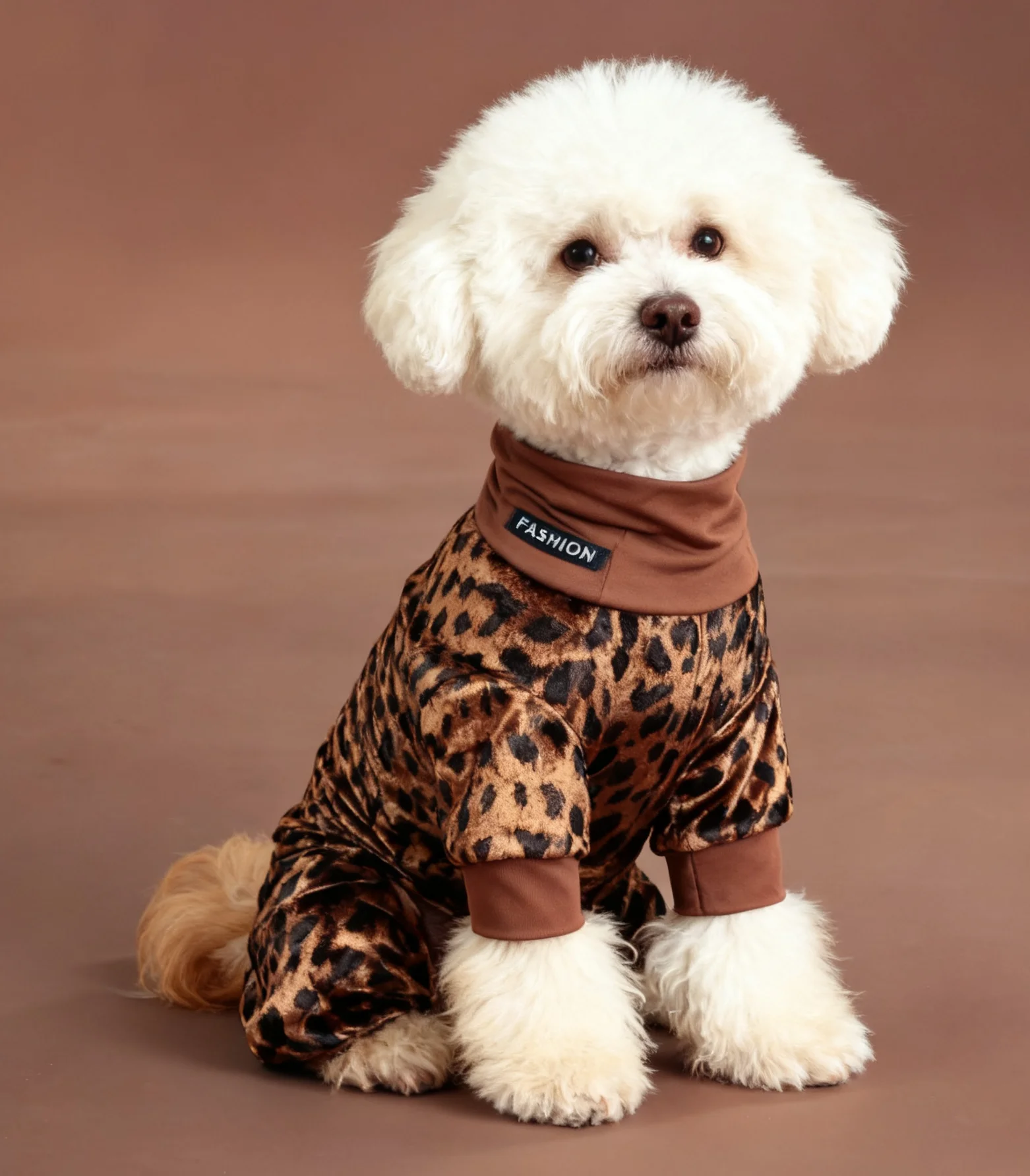 Pijamas para Perros Pequeños, Mono para Perros Esticáveis, Suaves y Transpirables, Cómoda Disfraz de Cachorro con Estampado de Leopardo de Terciopelo para Todas las Estaciones - imagen 5