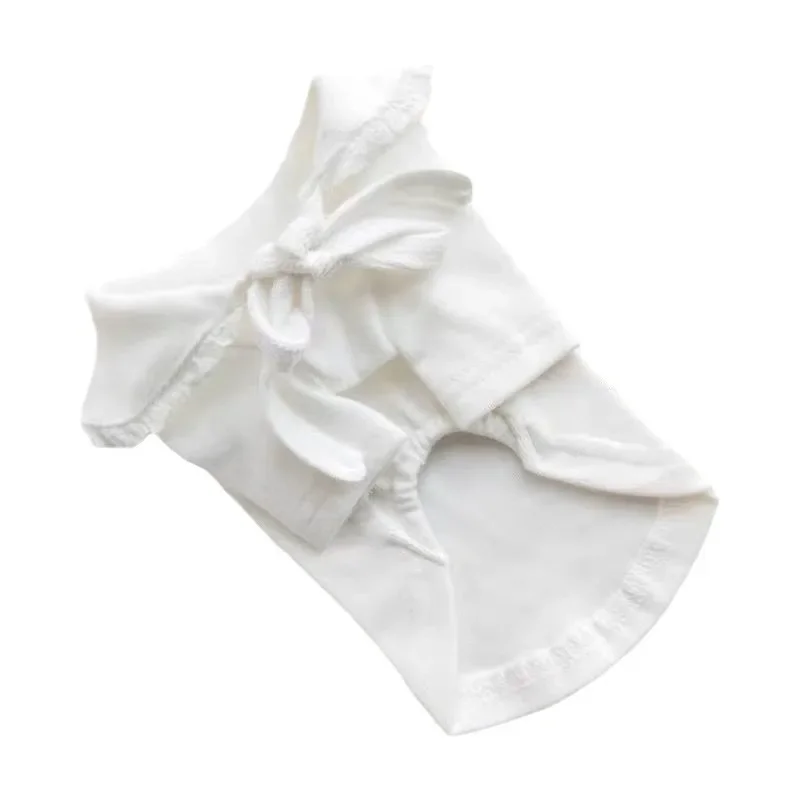 Camisa blanca para cachorros, ropa de invierno para perros y mascotas, chaleco para gatos de Color sólido Bichon, Jersey suave de peluche, ropa para perros de dos patas - imagen 5