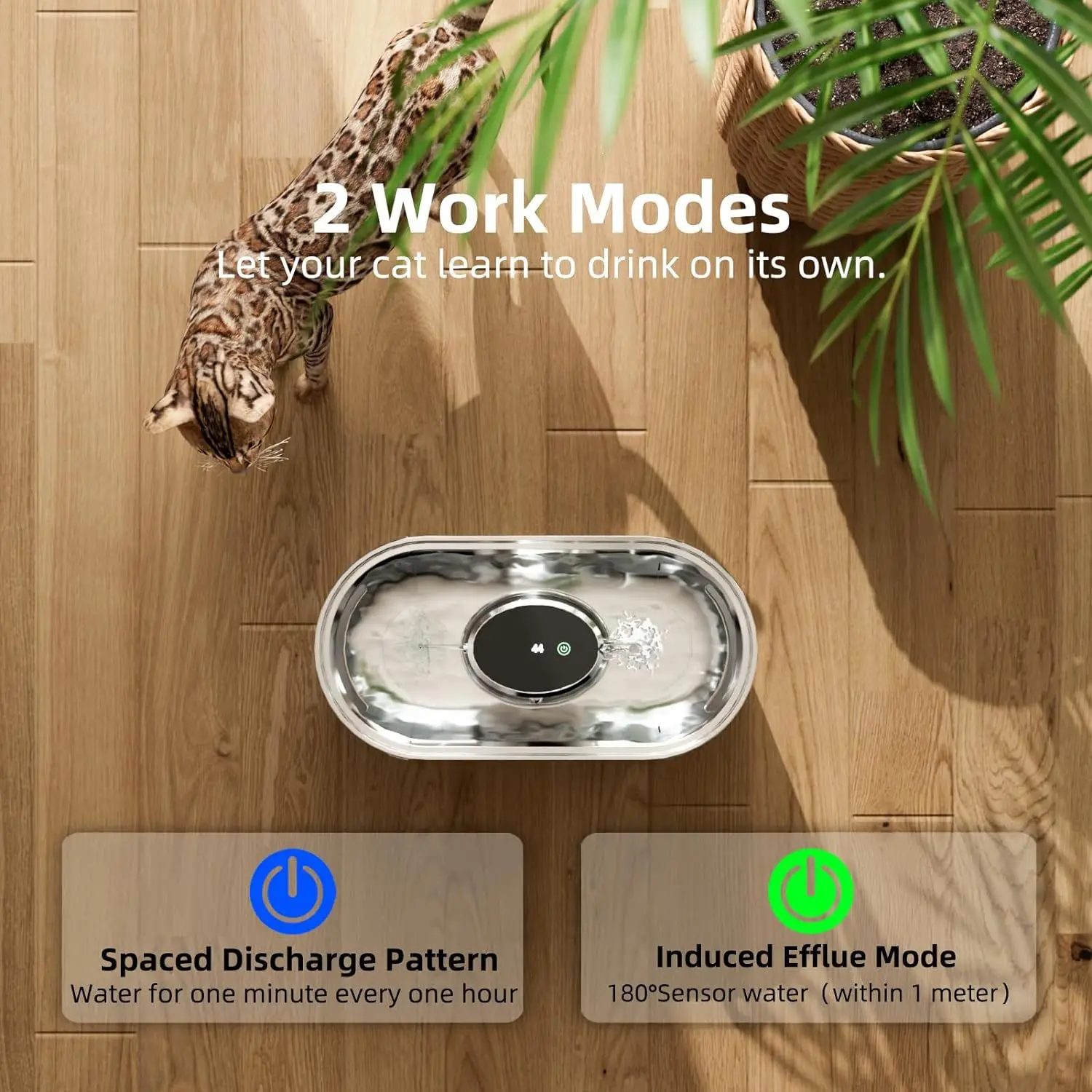 Fuente de agua para mascotas recargable con batería, fuente de agua para gatos de acero inoxidable para interiores con Sensor de movimiento, bomba ultra silenciosa