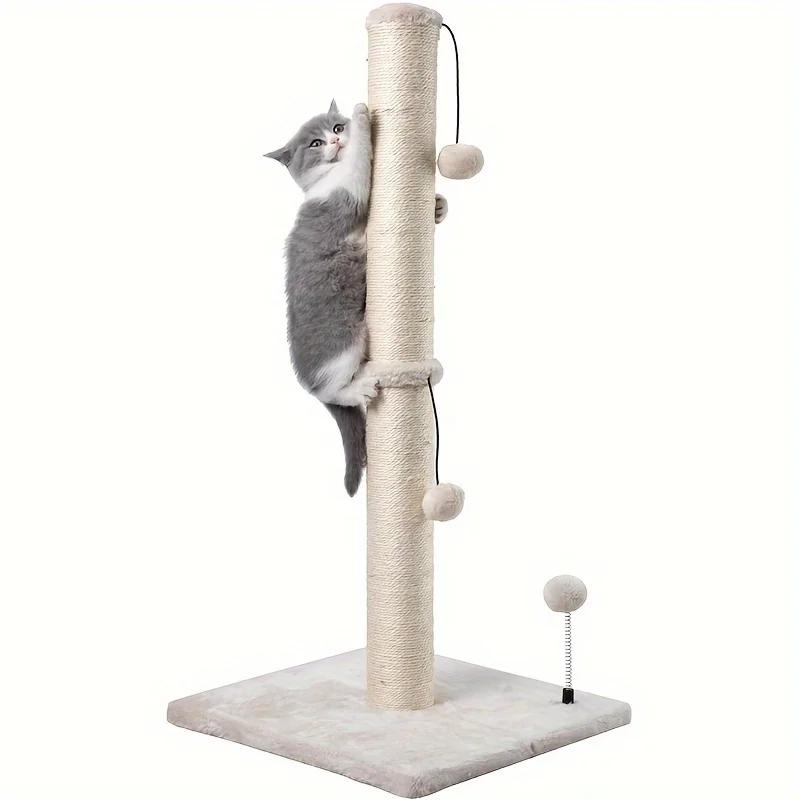 Poste rascador para gatos de 34 pulgadas de alto, rascador básico Premium para gatos, poste rascador de Sisal para interiores, correa para árbol, bola colgante para gatos adultos