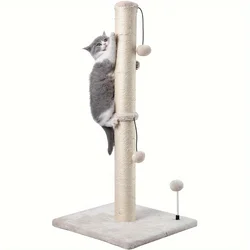 Poste rascador para gatos de 86 cm con sisal y bola colgante