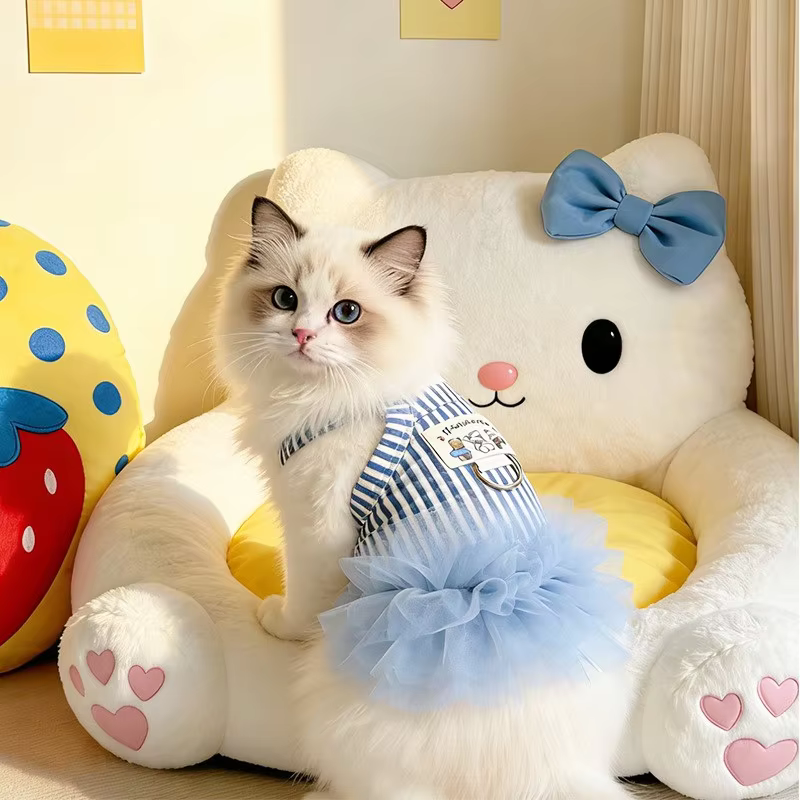Vestido princesa malla para perro – Tirantes rayas, Chihuahua y Bichón - imagen 5