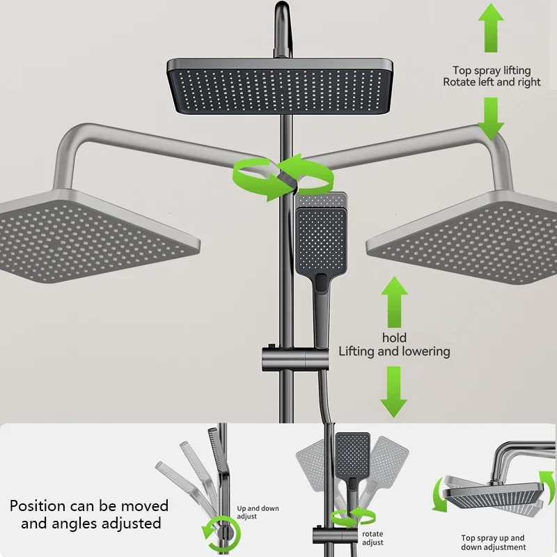 Ensemble de douche en aluminium à affichage numérique, bouton de piano à haute pression avec lumière ambiante HOF/05 - imagen 4