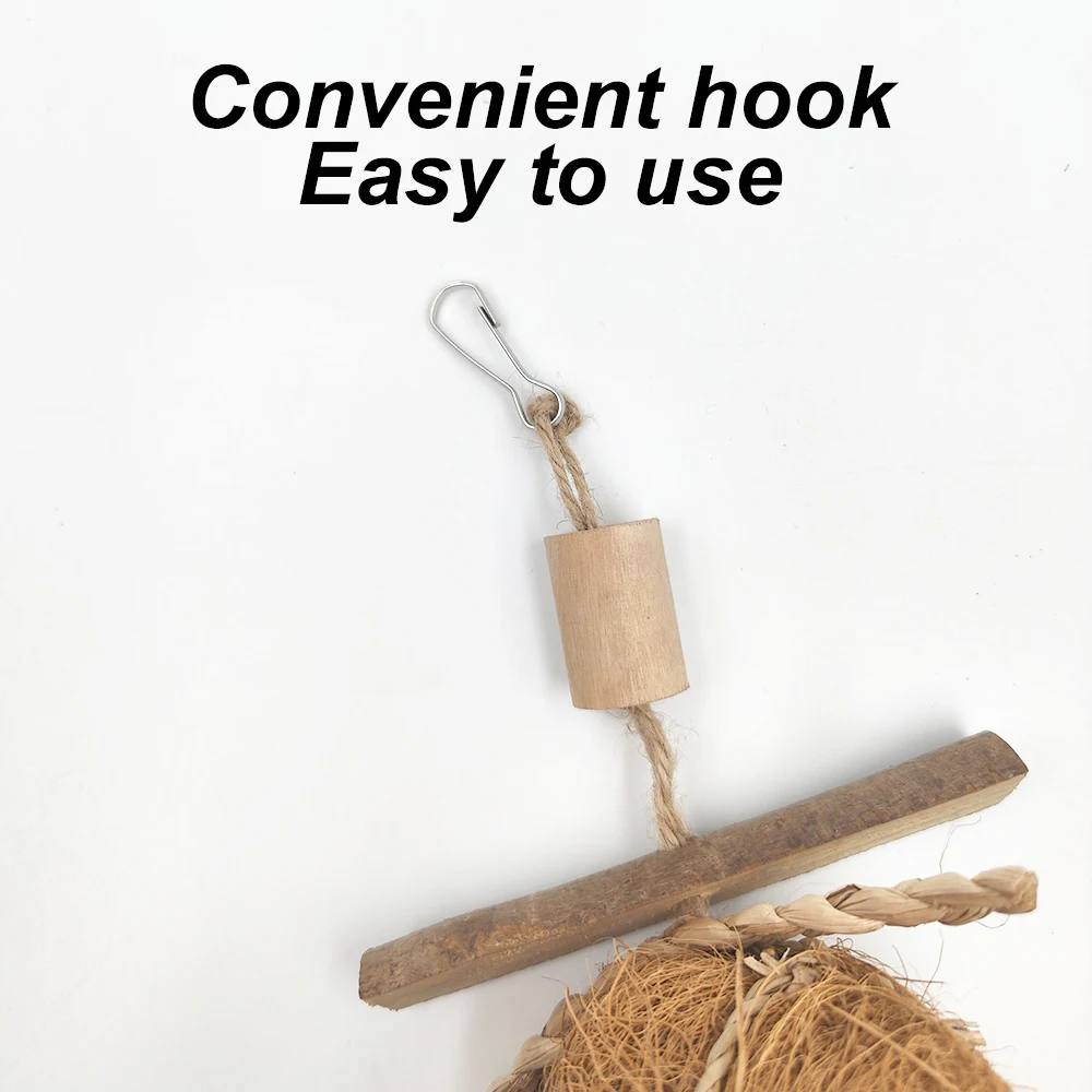 Bola de seda marrón Natural para escalar pájaros, juguetes colgantes, juguete para masticar loros, juguetes molares de entrenamiento de madera para jaula de pájaros, suministros colgantes, 1 ud.