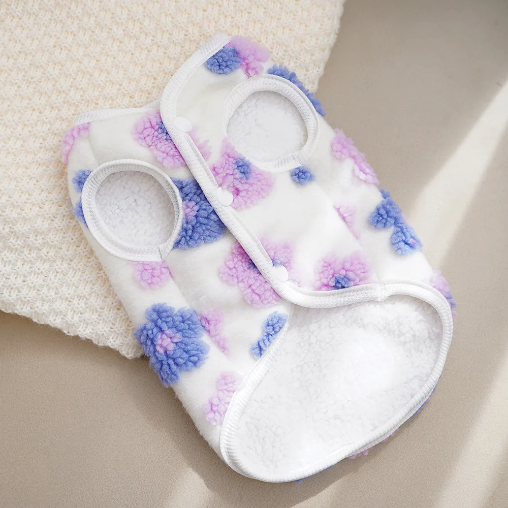 Chaleco de lana grueso y cálido para perro, chaqueta de invierno, abrigo con estampado Floral, ropa para perros pequeños, cachorros, York, Chiwawa, ropa para mascotas - imagen 2