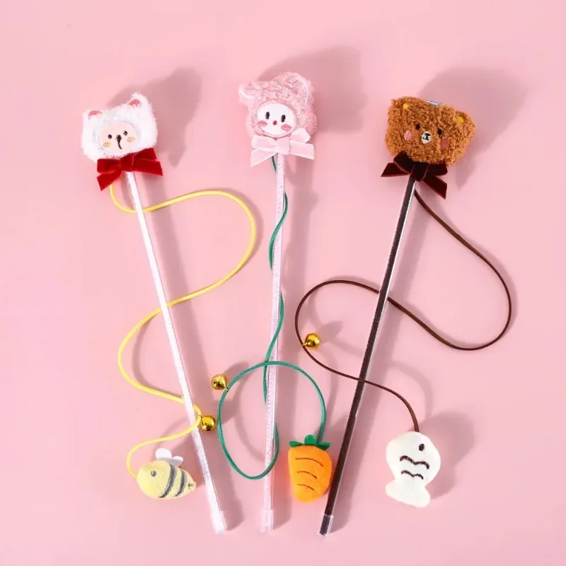 Juguetes de peluche de dibujos animados para gatos con campana, palo divertido para gatos, adornos de elementos navideños, juguete interactivo para mascotas, accesorios para gatos, juguetes para gatitos - imagen 2
