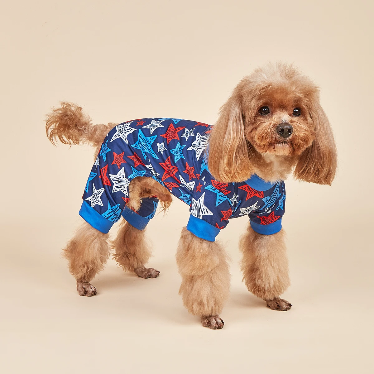 Pijama a rayas para perro, ropa de estrella con bandera americana para perros pequeños, disfraz para niño y niña, Mono para cachorro con pies, atuendo para gato y mascota Ind - imagen 4
