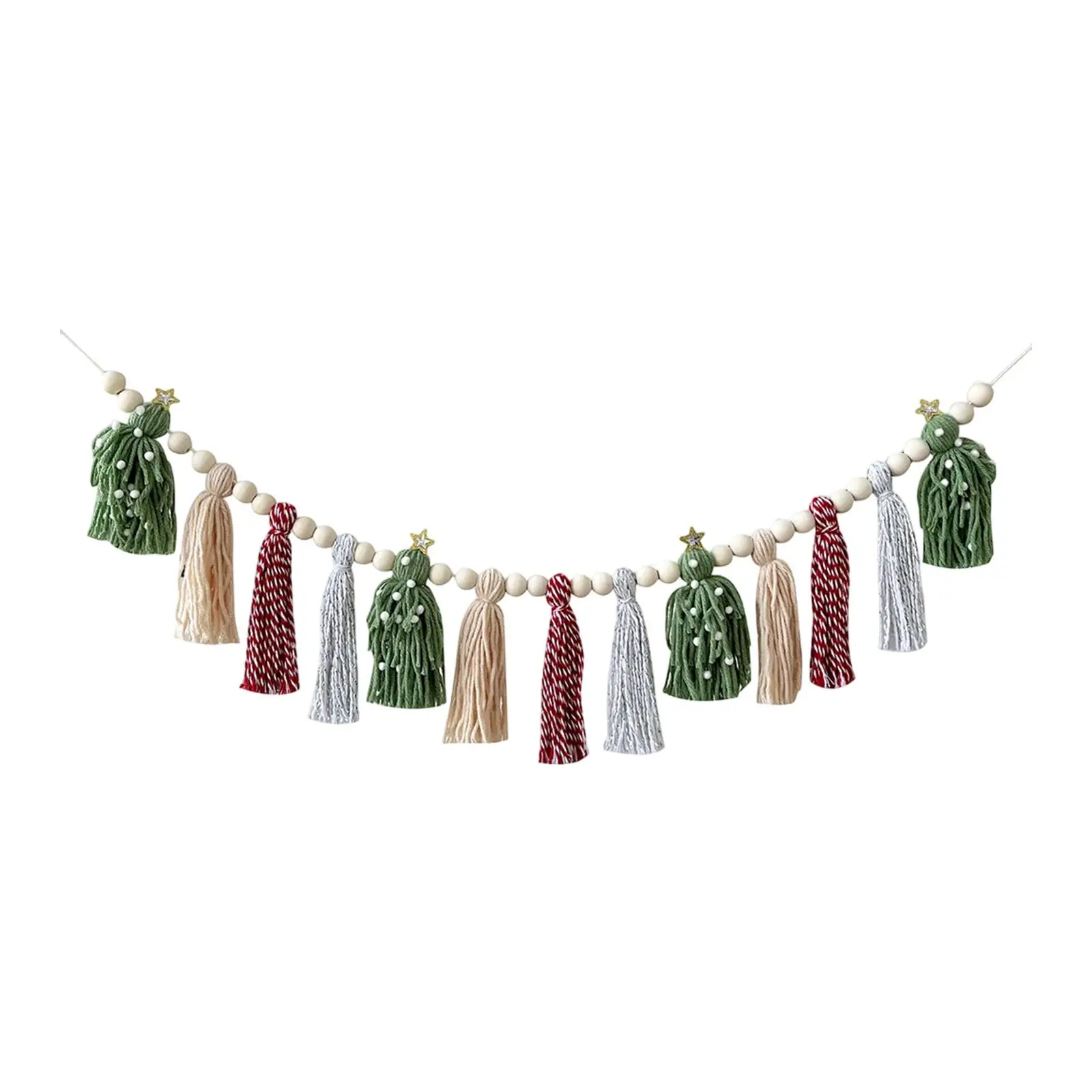 Christmas Tassel Garland Tassel Banner Backdrop Prop Decorative Hanging Banner for Fireplace Bedroom Party Holiday Decor