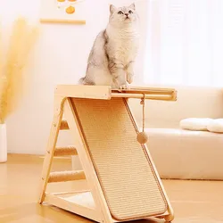 Árbol rascador para gatos madera maciza con poste sisal y plataformas