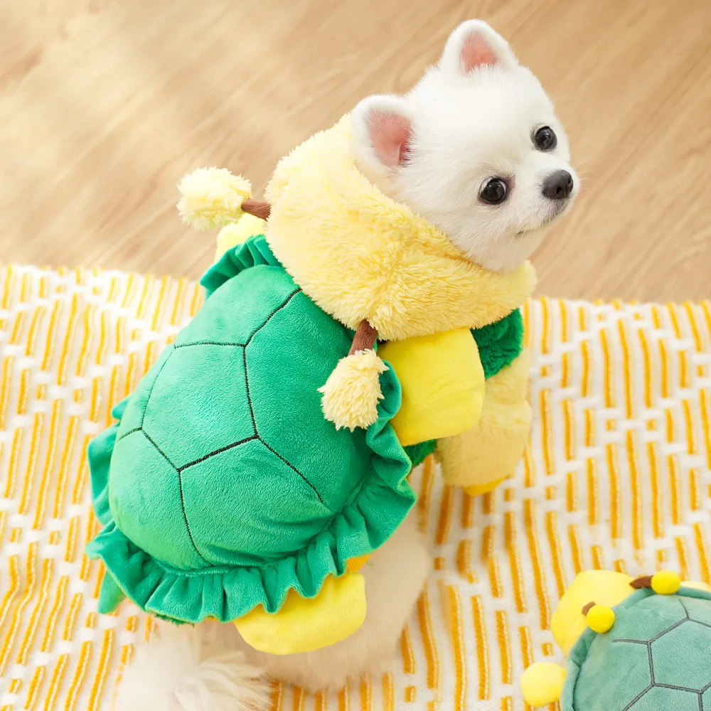 Ropa para perros, sudaderas con capucha de lana suave y cálida para perros pequeños, disfraz de Cosplay para cachorros y gatos, abrigo con capucha para mascotas, chaqueta con bolsa para tortugas