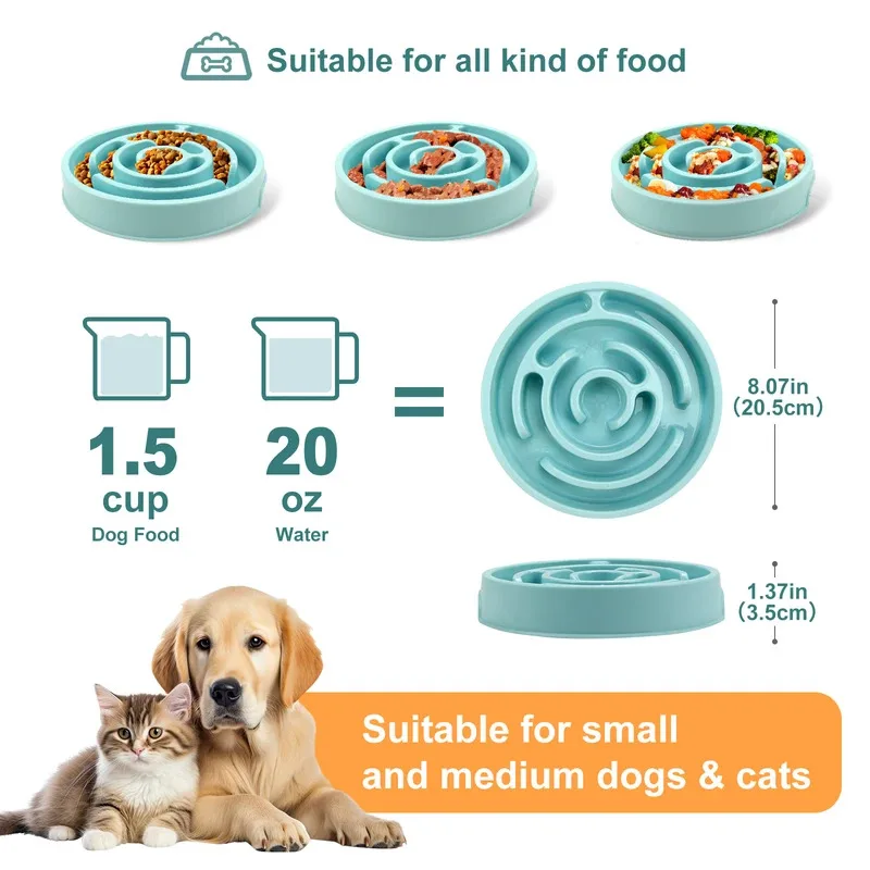 Cuenco de alimentación lenta para perros y mascotas, platos de alimentación divertidos antideslizantes y antideslizantes, cuenco ecológico para perros grandes, medianos y pequeños - imagen 5