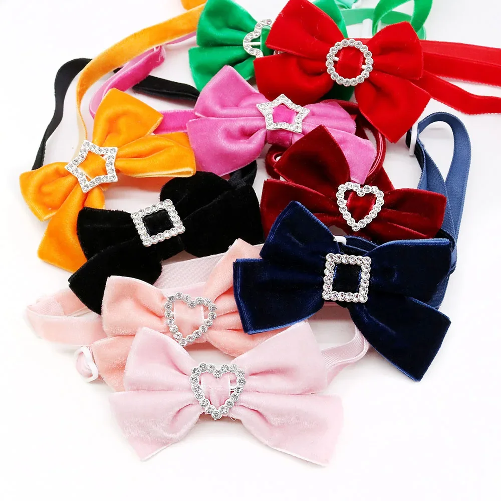 New 50PCS Dog Bowtie Fashion Diamond Winter Bow Tie Collar For Dogs Pets Cute Pet Grooming  Dog Accessories For Small Dogs - imagen 3
