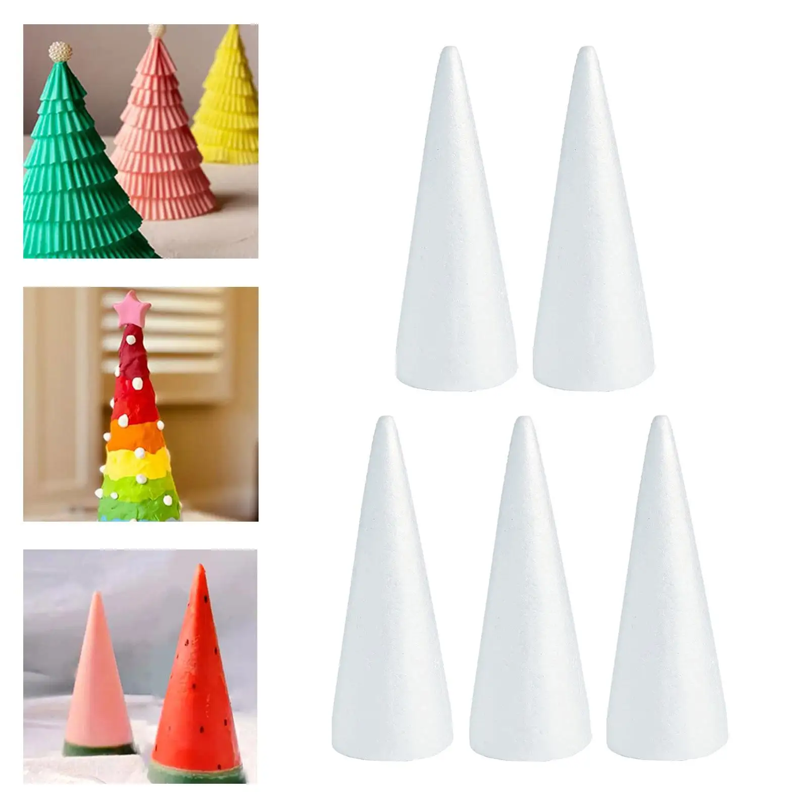 5x Craft Foam Cones Handmade Children Christmas Tree Project for Wedding Party Celebration Table Centerpiece Christmas Trees