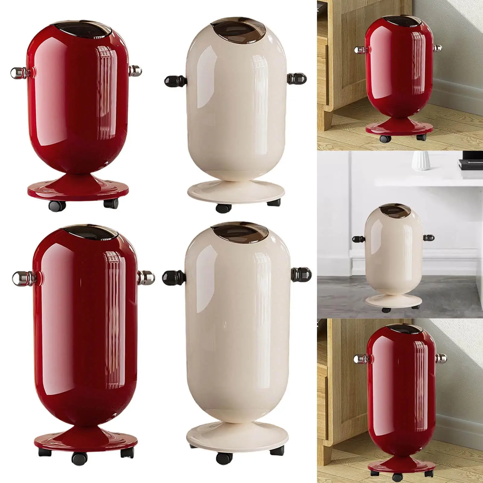 Cubo de basura con contenedor de ruedas, cubo doble portátil nórdico, basura para el hogar - imagen 4