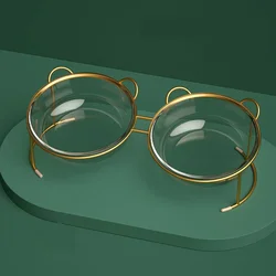 Cuencos de cristal para gatos y alimentador para perros con marco