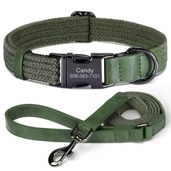 Collar y correa de nailon para perros – Set resistente y regulable