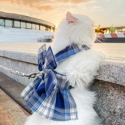 Vestido verano con lazo y correa para cachorros, gatos