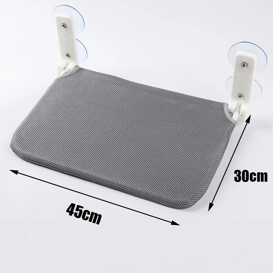 Hamaca de pared ventana para gatos con ventosas – Malla felpa plegable - imagen 4