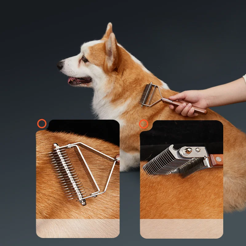 Peine de depilación para mascotas, herramienta de aseo para perros y gatos, peines de eliminación de pelo para cachorros, cepillo de recorte de piel para mascotas