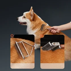 Peine de depilación para mascotas, herramienta de aseo para perros y gatos, peines de eliminación de pelo para cachorros, cepillo de recorte de piel para mascotas