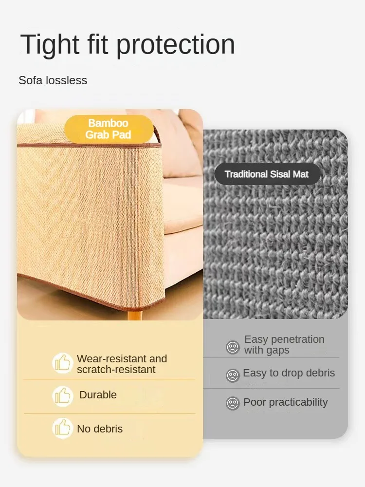 Rascador de bambú para gatos, alfombrilla de entrenamiento para rascar patas de mesa, protección de muebles, Protector de sofá - imagen 5