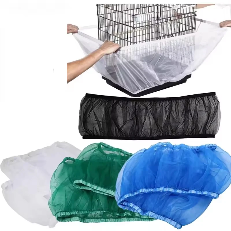 Protector de semillas para receptor, malla de nailon, cubierta para loros y pájaros, suave, fácil limpieza, tela aireada de nailon, cubierta para jaula de pájaros, protector receptor de semillas