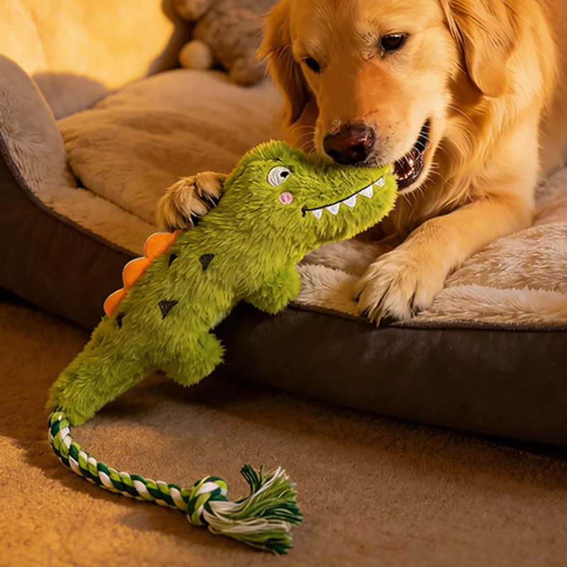 Juguete cocodrilo para cachorros – Cuerda masticable y peluche resistente - imagen 2