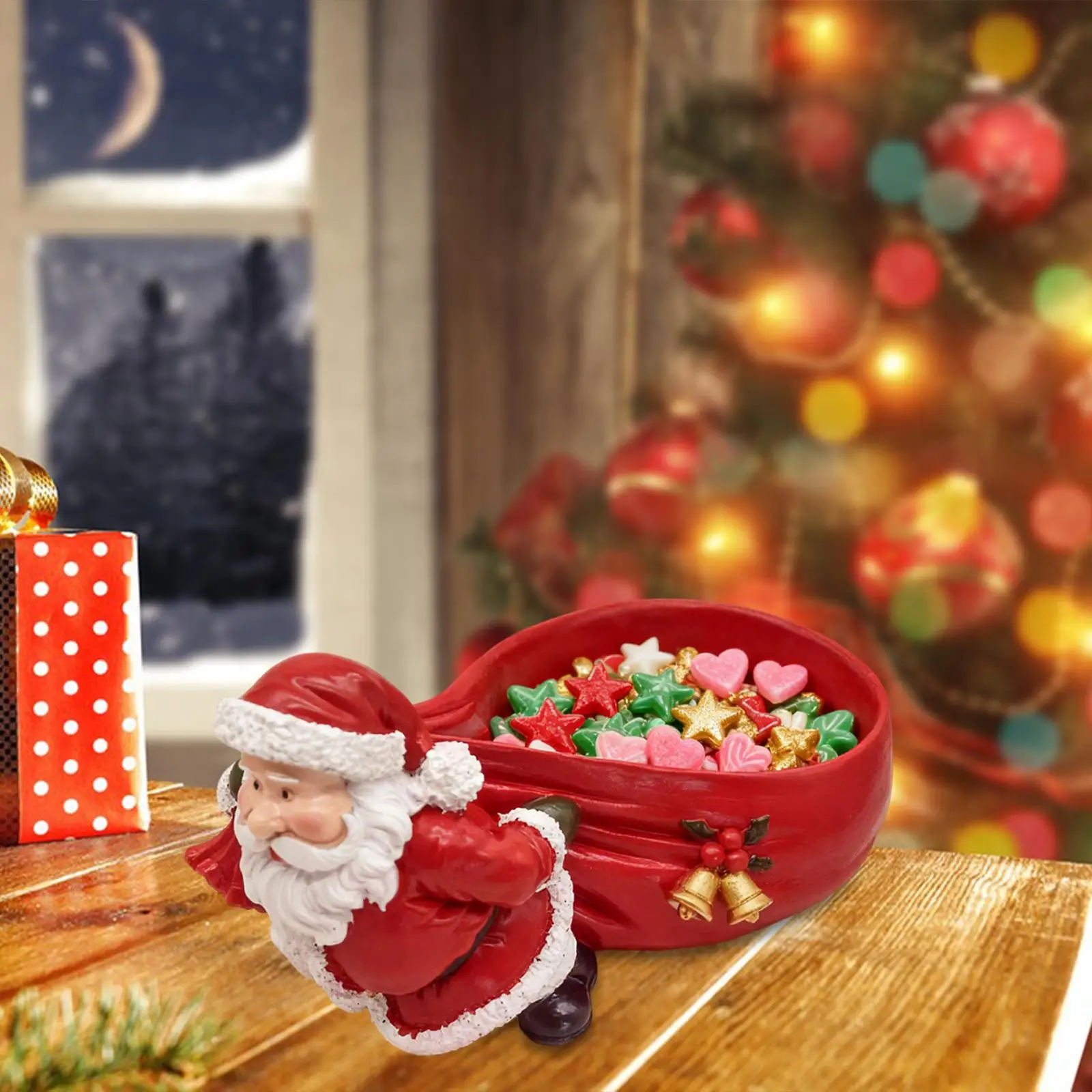 Christmas Sculpture Gift Santa Claus Statue for Desktop Bookshelf Bedroom