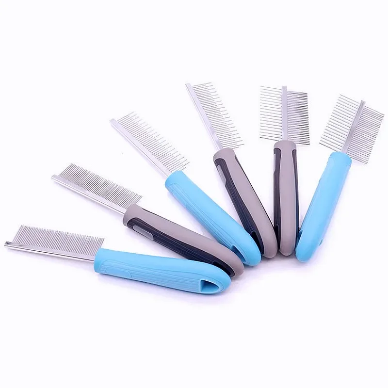 Peine para perros, removedor de pelo para mascotas, cepillo de pelo de acero inoxidable para perros, peines con mango cómodo para perros, cepillo de aseo, peine, suministros para mascotas - imagen 2