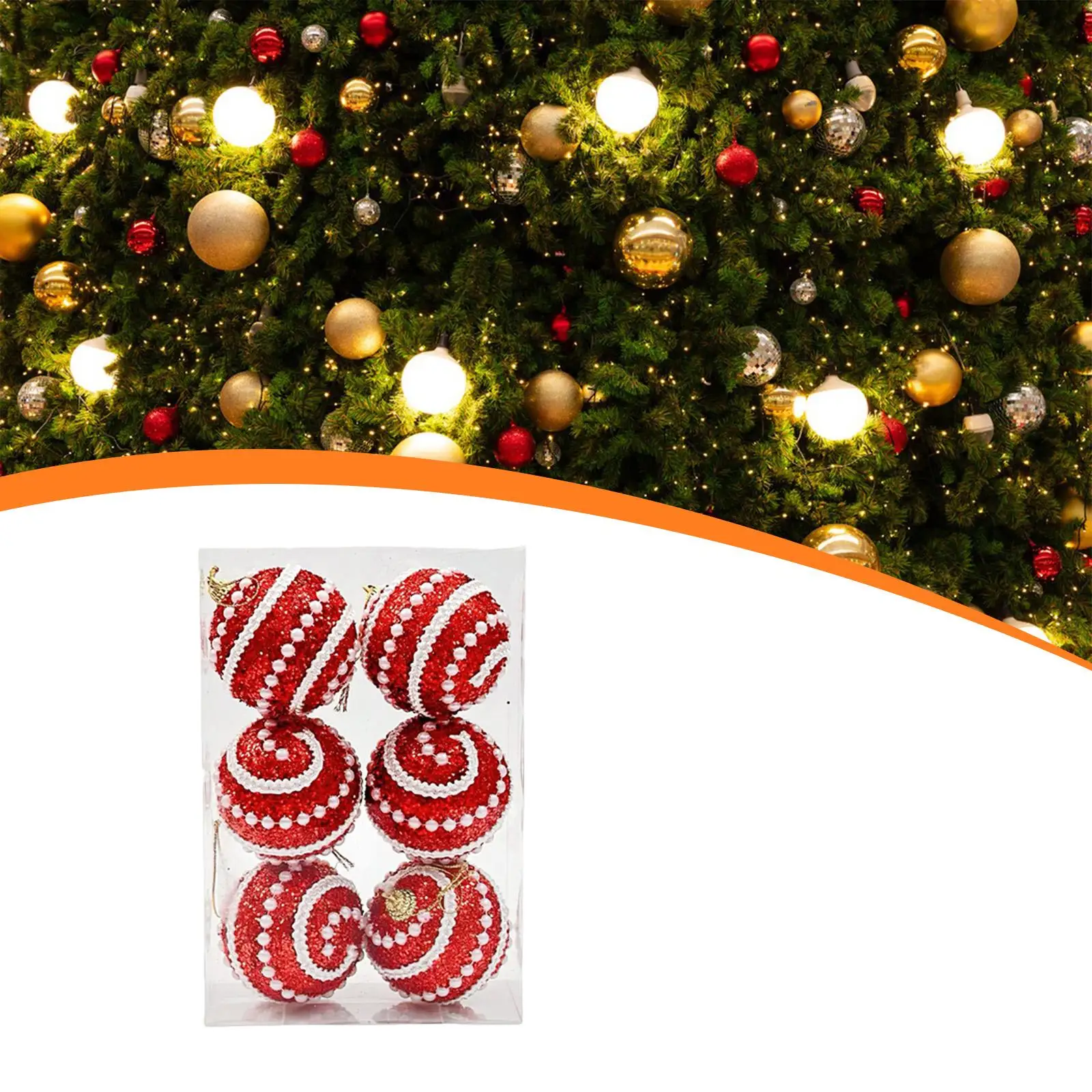 6x Christmas Hanging Ornaments Christmas Ball Ornaments Foam Charm Pendants for