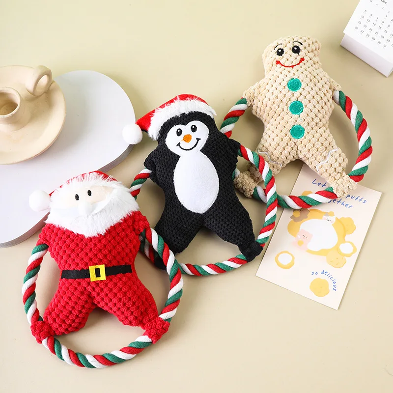 Juguetes de peluche navideños, bonitos nudos para perros, juguetes de Navidad y Año Nuevo, resistentes al sonido, suministros para mascotas resistentes a mordeduras y moler - imagen 3