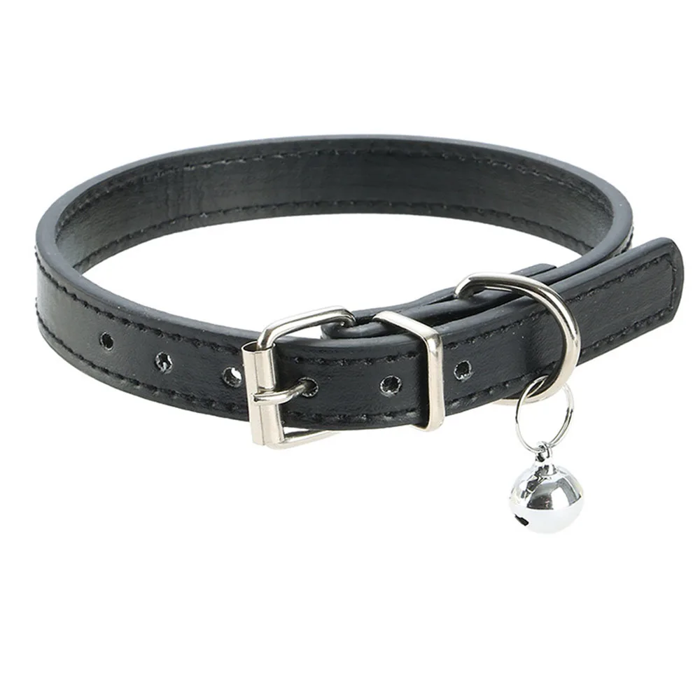Collar de cuero para mascotas: Collar de campana de estilo simple para perros, banda plana para el cuello para mascotas con campana, Collar de cuero duradero para perros, accesorios para mascotas - imagen 2