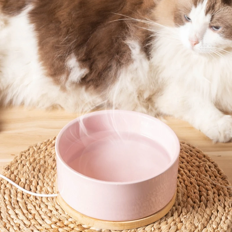 Cuenco de agua termostático para gatos, dispensador de agua de cerámica con calefacción para gatos, bebedero para perros y gatitos, suministros para cuencos para mascotas, perros y gatos - imagen 5